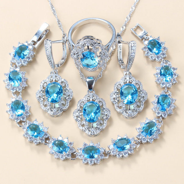 Cubic Zirconia 4-Piece Jewelry Set, Necklace — scale reference