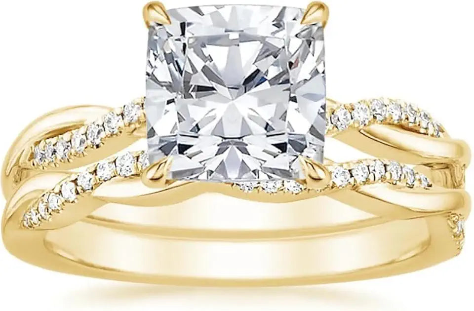 Gold-Tone Sterling Silver Moissanite Solitaire Engagement Ring