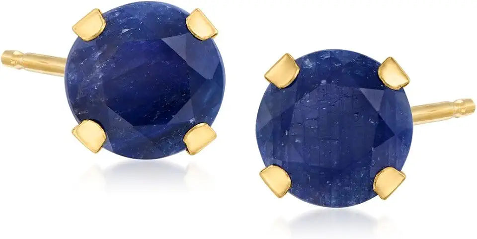 Gold-Tone Sapphire Stud Earrings