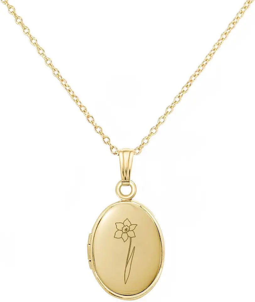 Gold-Tone Sterling Silver Oval Locket Necklace