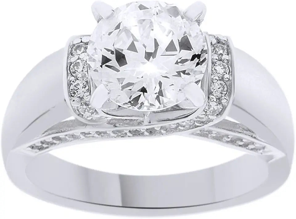 Round Cubic Zirconia Solitaire Engagement Ring