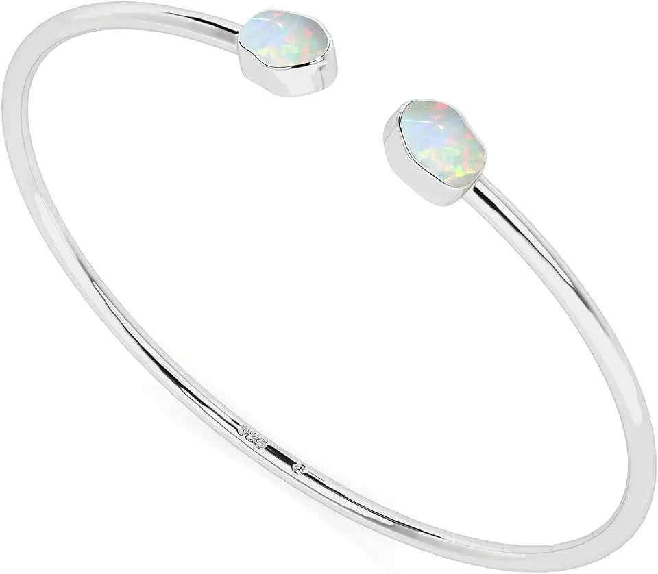 Sterling Silver Opal Bracelet with Birthstone