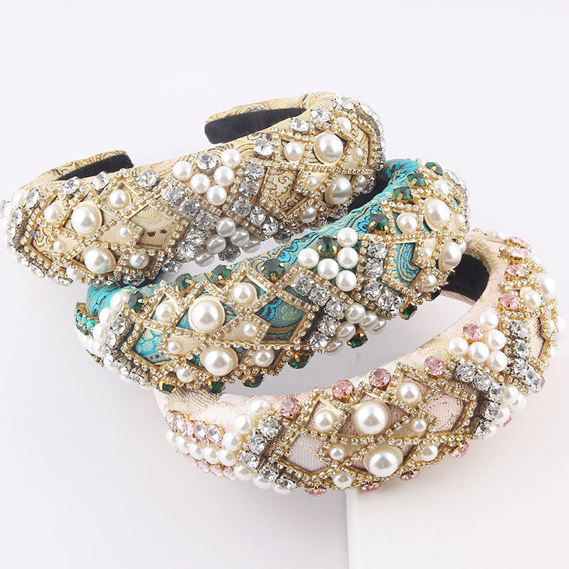 Oversized Baroque Padded Headband for Women, Three Designs — front view