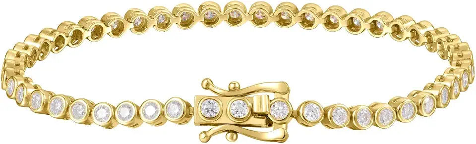 Gold-Tone Sterling Silver Round Moissanite Tennis Bracelet