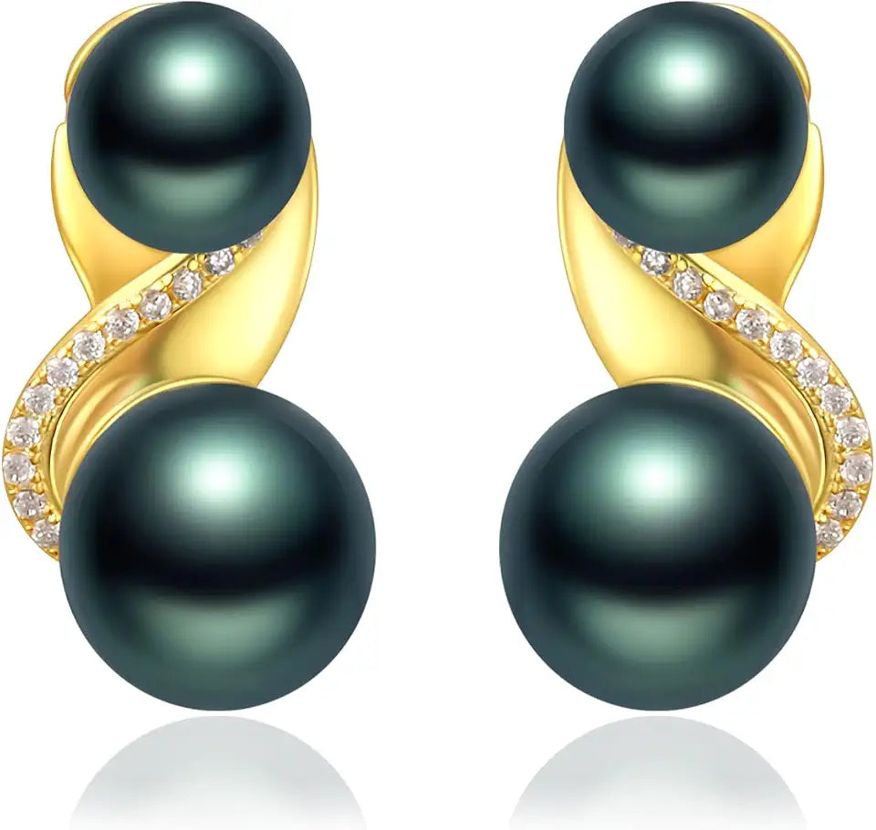 Sterling Silver Black Pearl Earrings