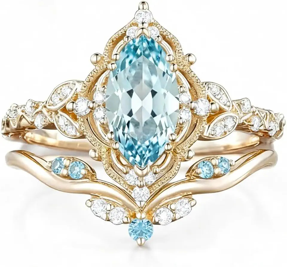 Gold-Tone Birthstone Engagement Ring