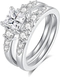 18K White Gold-Plated Sterling Silver Moissanite Engagement Ring