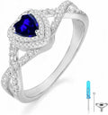 Sterling Silver Moissanite Heart Memorial Ring with Birthstone