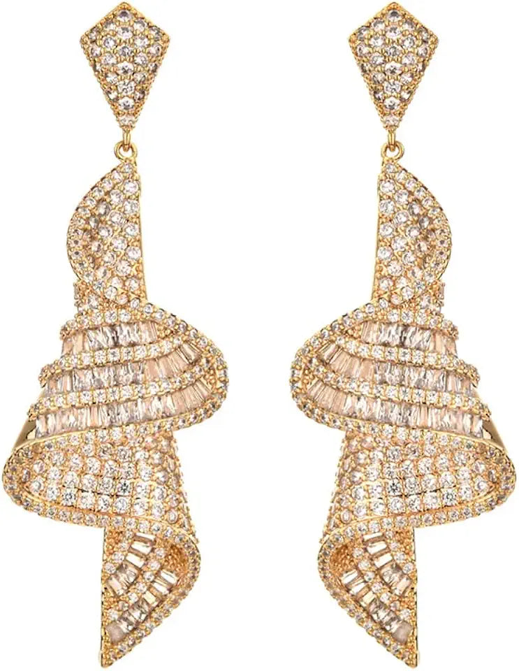 Gold-Tone Moissanite Drop Geometric Earrings