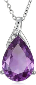 Sterling Silver Teardrop Amethyst Necklace