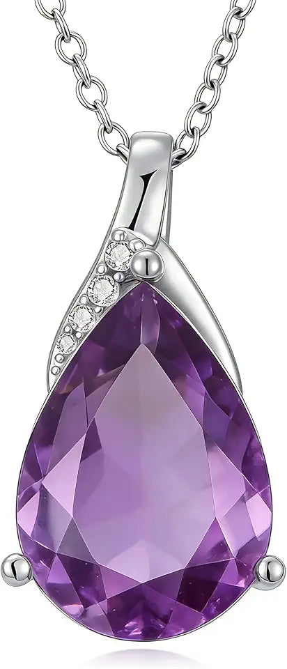 Sterling Silver Teardrop Amethyst Necklace