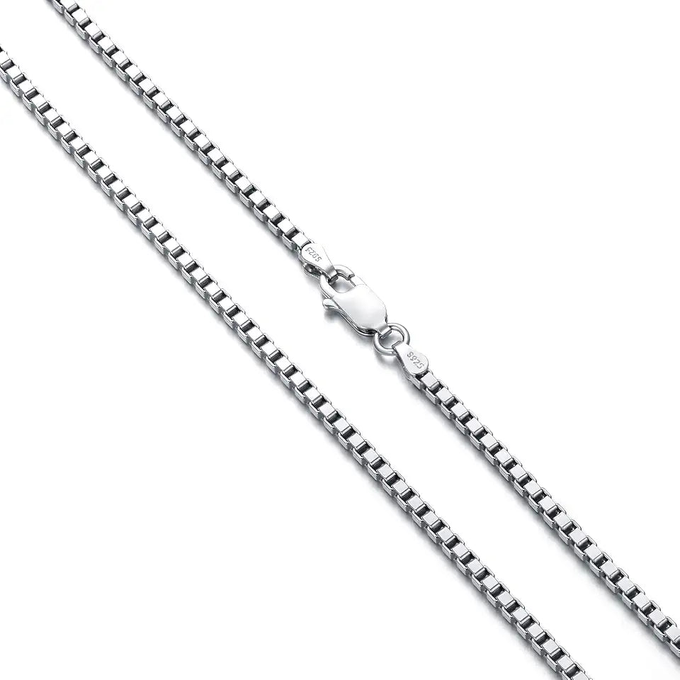 Sterling Silver Square Box Chain Necklace