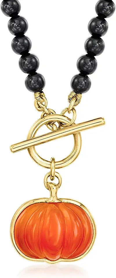 Gold-Tone Onyx Necklace, 4mm