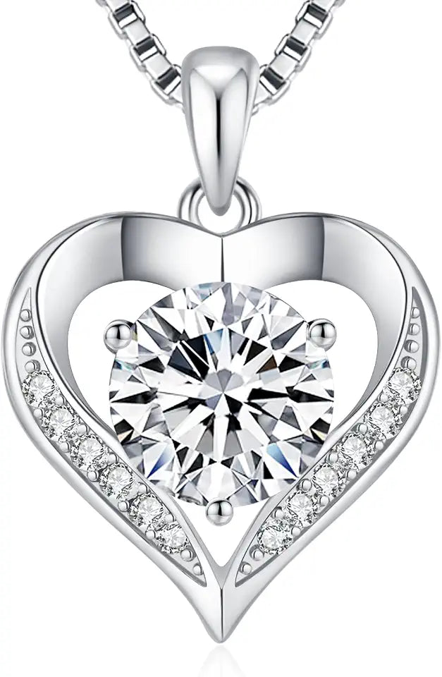 Sterling Silver Moissanite Heart Necklace