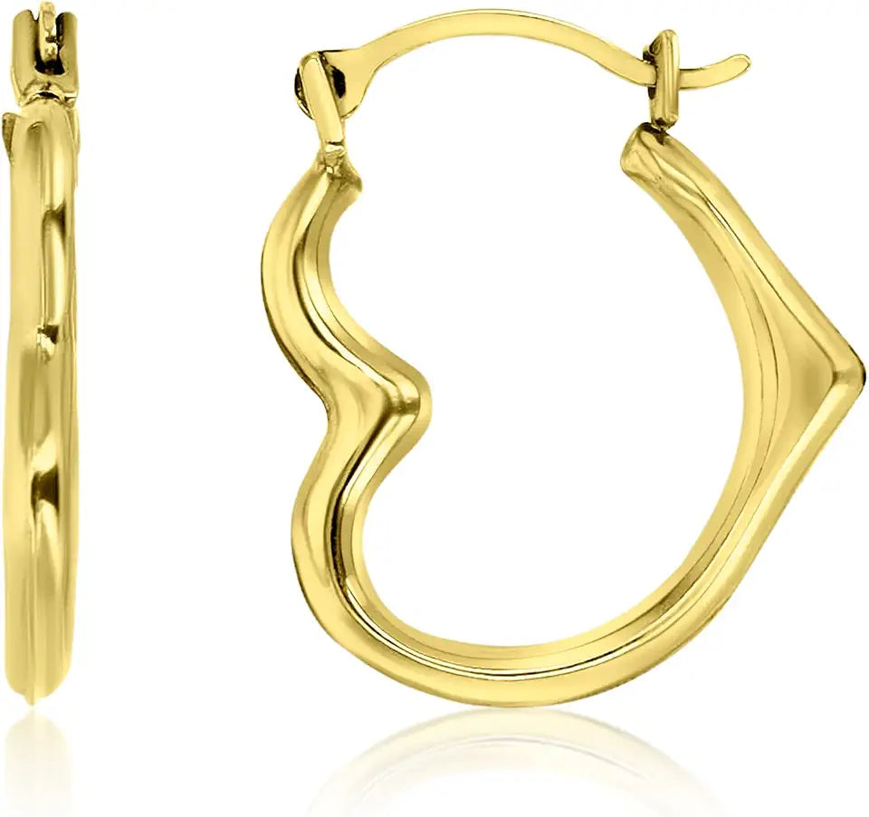 Gold-Tone Hoop Heart Earrings