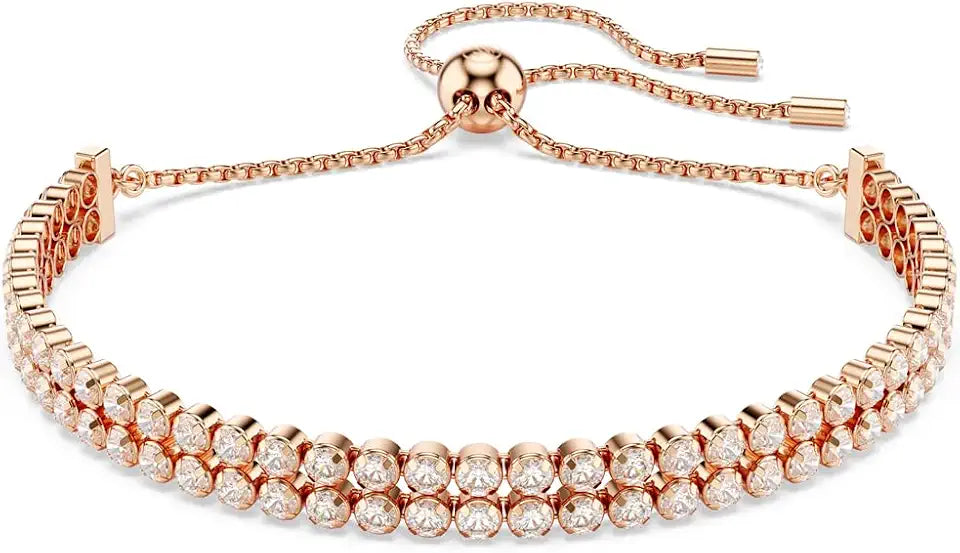Rose Gold-Tone Round Crystal Tennis Bracelet