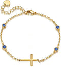 Gold-Tone Birthstone Cross Bracelet
