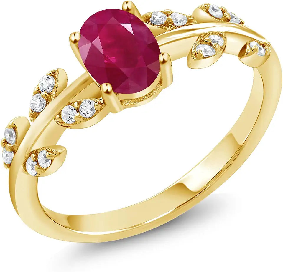 18K Yellow Gold-Plated Oval Birthstone Ring