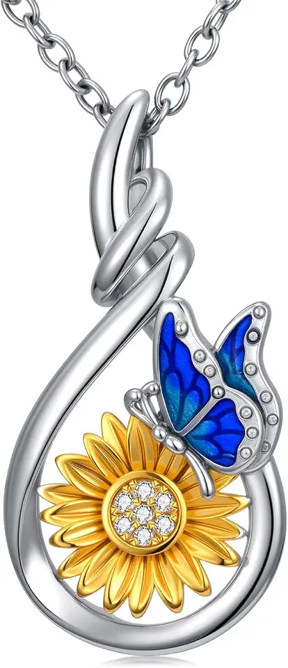 Sterling Silver Lab-Grown Diamond Sunflower Necklace