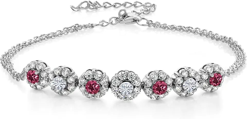 Sterling Silver Moissanite Tennis Bracelet with Birthstone