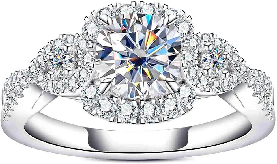 Sterling Silver Round Moissanite Engagement Ring