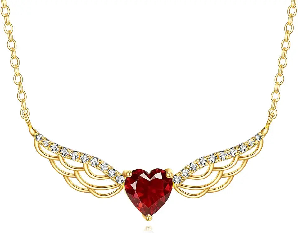 Moissanite Heart Necklace with Birthstone