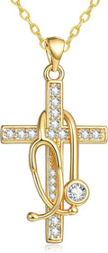 Gold-Tone Cross Stethoscope Necklace