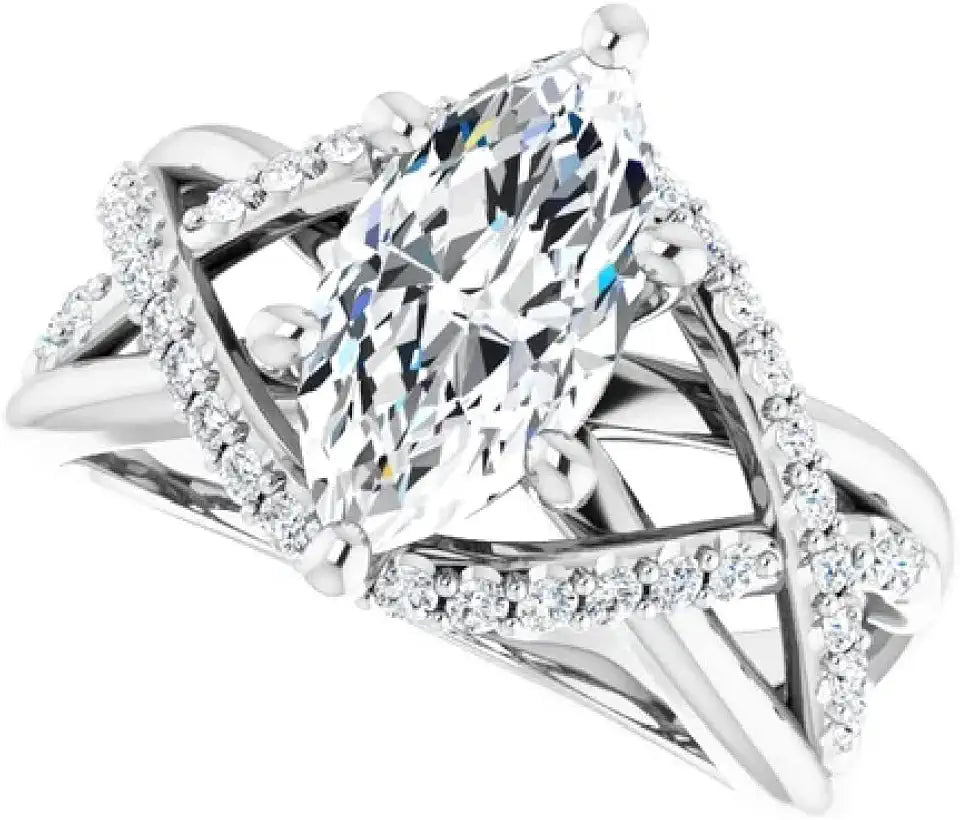Sterling Silver Moissanite Halo Solitaire Engagement Ring