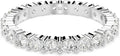 Rhodium-Plated Round Crystal Ring