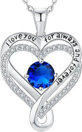 Sterling Silver Birthstone Heart Infinity Necklace