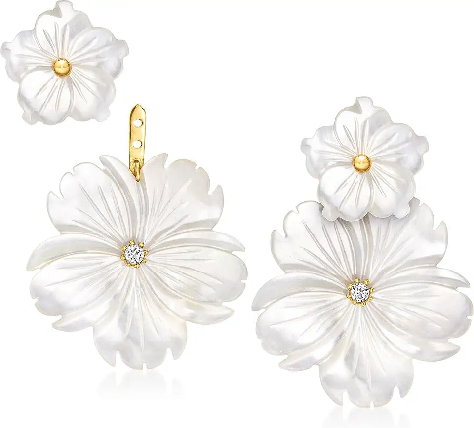 Gold-Tone Topaz Drop Floral Earrings