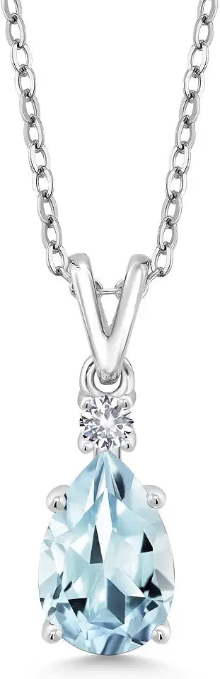 Teardrop Created Sapphire Necklace