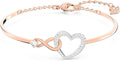 Rhodium-Plated Gold-Tone Crystal Heart Infinity Jewelry Piece