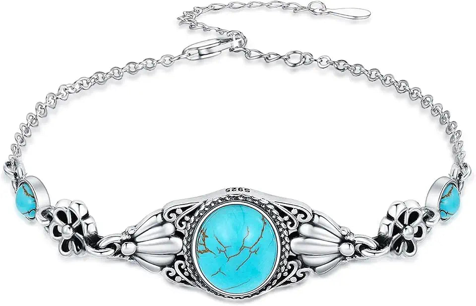 Sterling Silver Turquoise Bracelet, 7.5 Inch