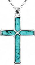 Sterling Silver Turquoise Cross Necklace