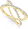 Gold-Tone Sterling Silver Birthstone Cross Ring