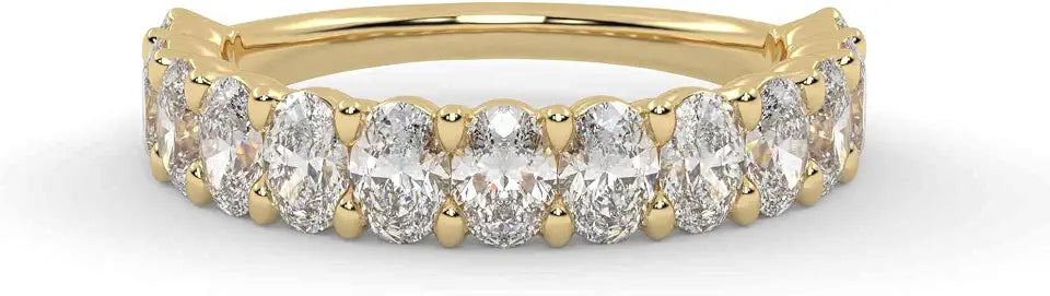 Gold-Tone Oval Moissanite Wedding Band