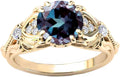 Gold-Tone Round Moissanite Ring