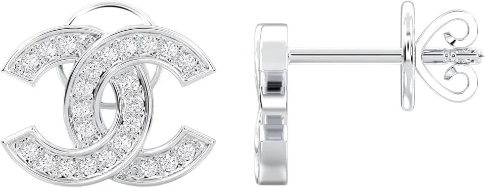 Gold-Tone Round Lab-Grown Diamond Stud Earrings
