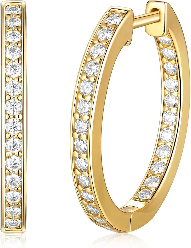 Sterling Silver Moissanite Hoop Earrings, 20mm