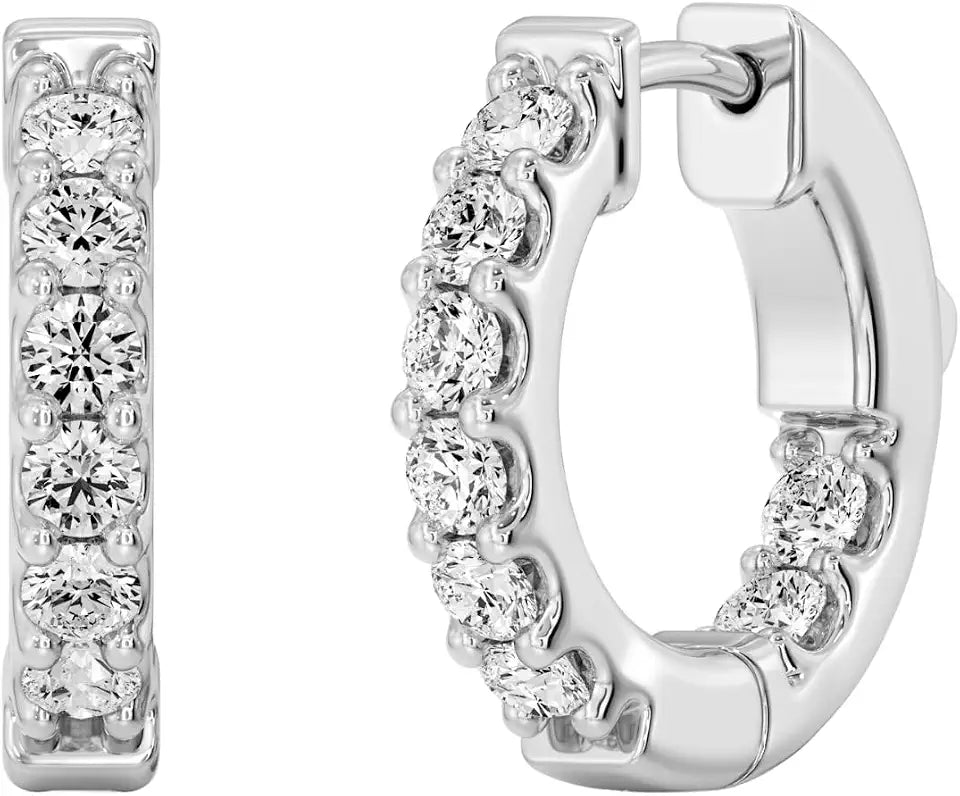 Sterling Silver Lab-Grown Diamond Hoop Earrings