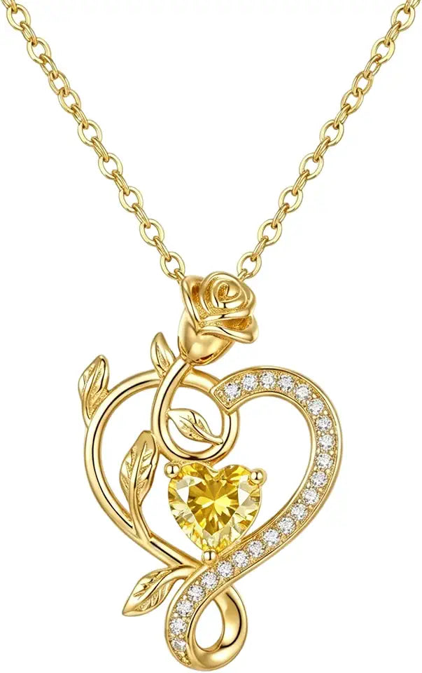 Gold-Tone Heart Floral Necklace