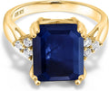 18K Yellow Gold-Plated Emerald-Cut Emerald Engagement Ring with Birthstone