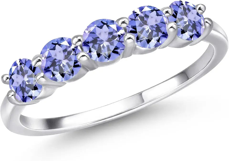 Sterling Silver Round Birthstone Wedding Band