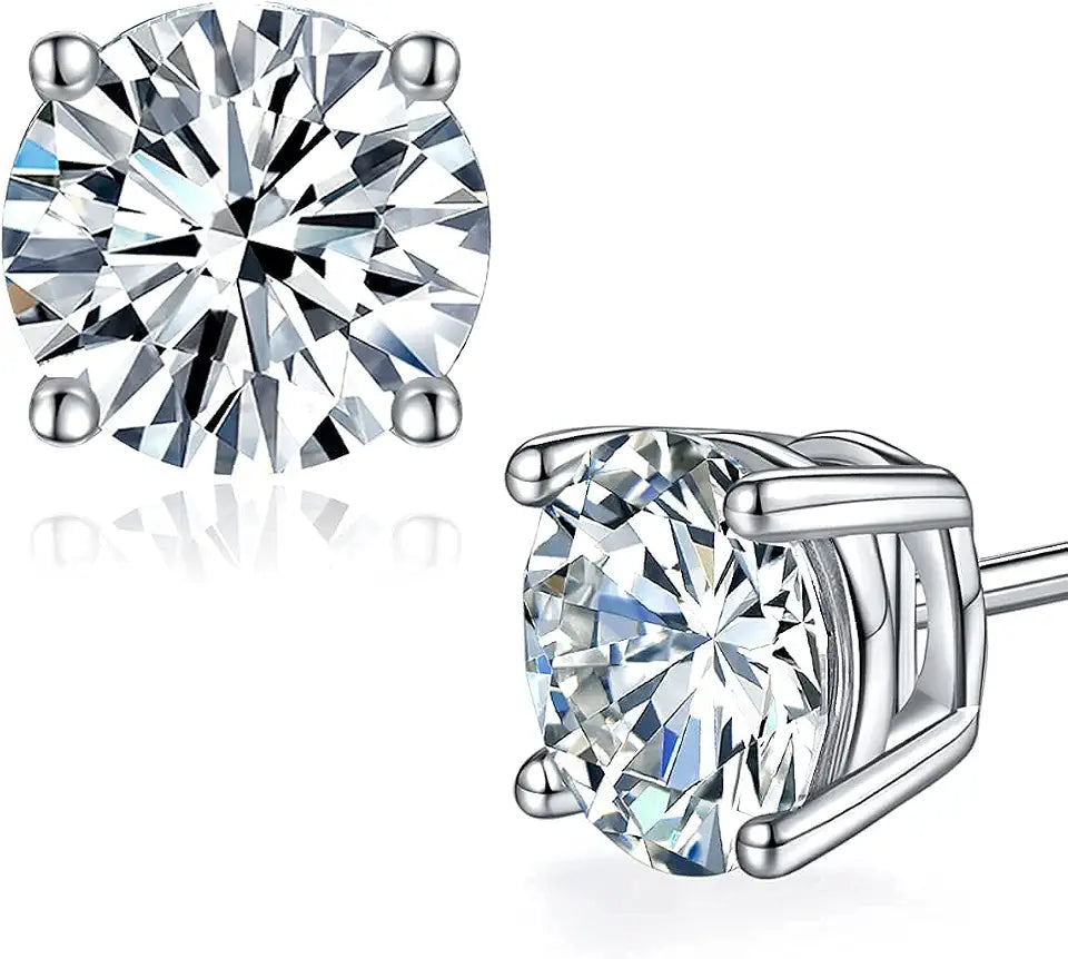 Sterling Silver Moissanite Stud Earrings