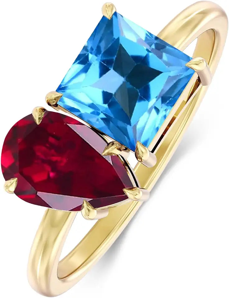 Gold-Tone Birthstone Engagement Ring