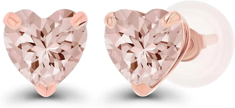 Gold-Tone Birthstone Stud Heart Earrings, 5mm