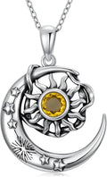 Sterling Silver Moonstone Star Moon Necklace