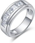 18K White Gold-Plated Sterling Silver Moissanite Wedding Band