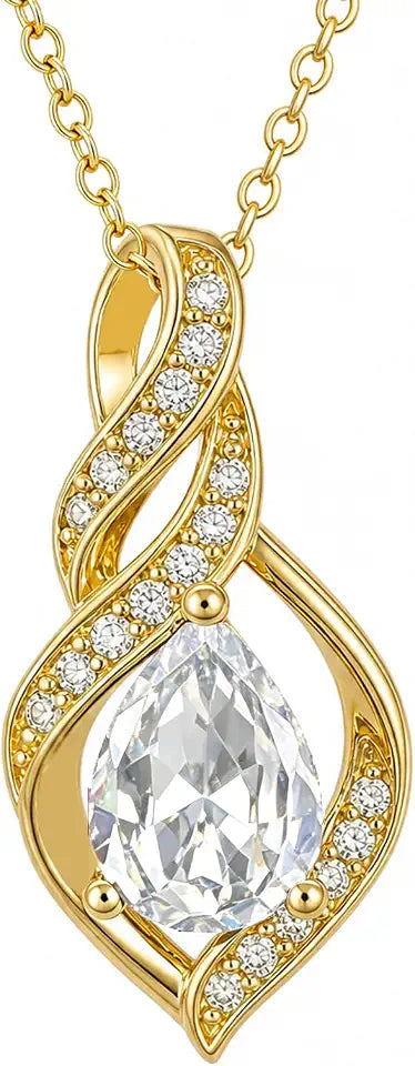 Gold-Tone Teardrop Birthstone Infinity Necklace